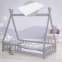 Ml-design Kinderbed met uitvalbeveiliging en lattenbodem 80x160 cm Lichtgrijs grenen hout - Thumbnail 2