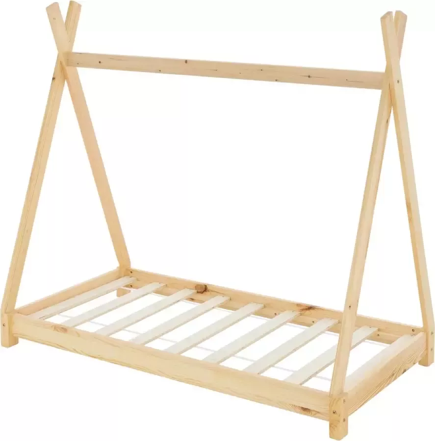 Ml-design Kinderbed Tipi 80x160 cm van grenenhout incl. matras H-10cm houten bed met lattenbodem - Foto 3