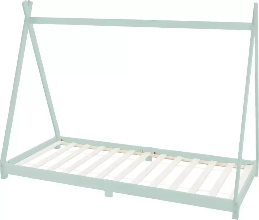 Ml-design Kinderbed Tipi 90x200 cm mint van grenenhout incl. matras H-10cm houten bed met lattenbodem - Foto 4