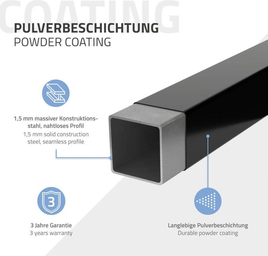 Ml-design Set van 2 kledingstangen kapstok wandmontage 30 x 60 cm zwart staal