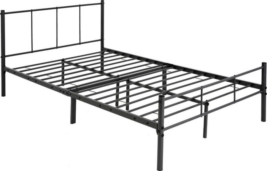 Ml-design metalen bed zwart 120x200 cm op stalen frame met hoofdbord en lattenbodem