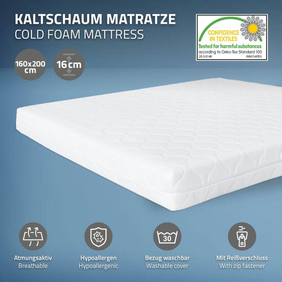 Ml-design Metalen bed 160x200 cm zwart bruin met lattenbodem en matras met houten hoofdbord & voeteneind