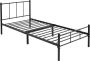 Ml-design metalen bed zwart 90x200 cm gemaakt van stalen frame met hoofdbord en lattenbodem - Thumbnail 1