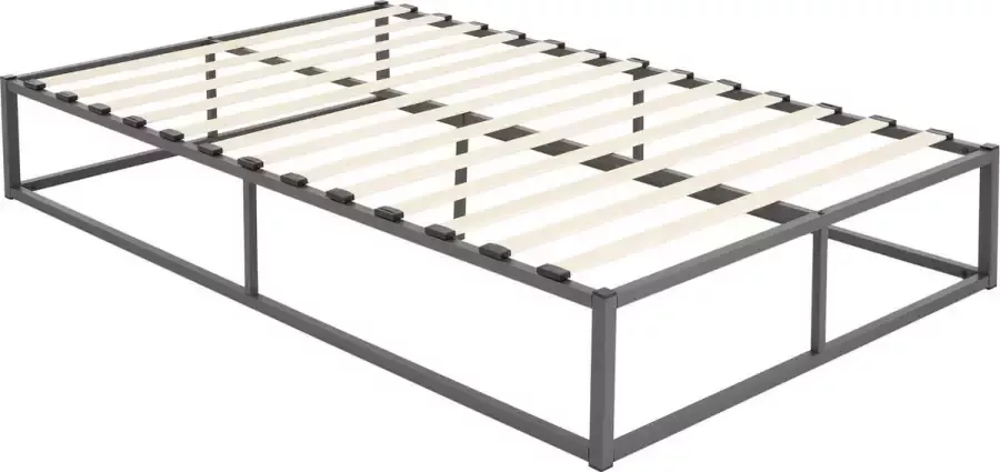 Ml-design Bedframe tweepersoonsbed 120x200 cm van metaal in antraciet met lattenbodem