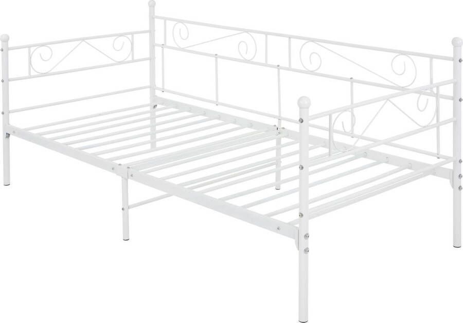 ml-design metalen bed wit 90x200 cm op stalen frame met hoofdbord en voeteneind