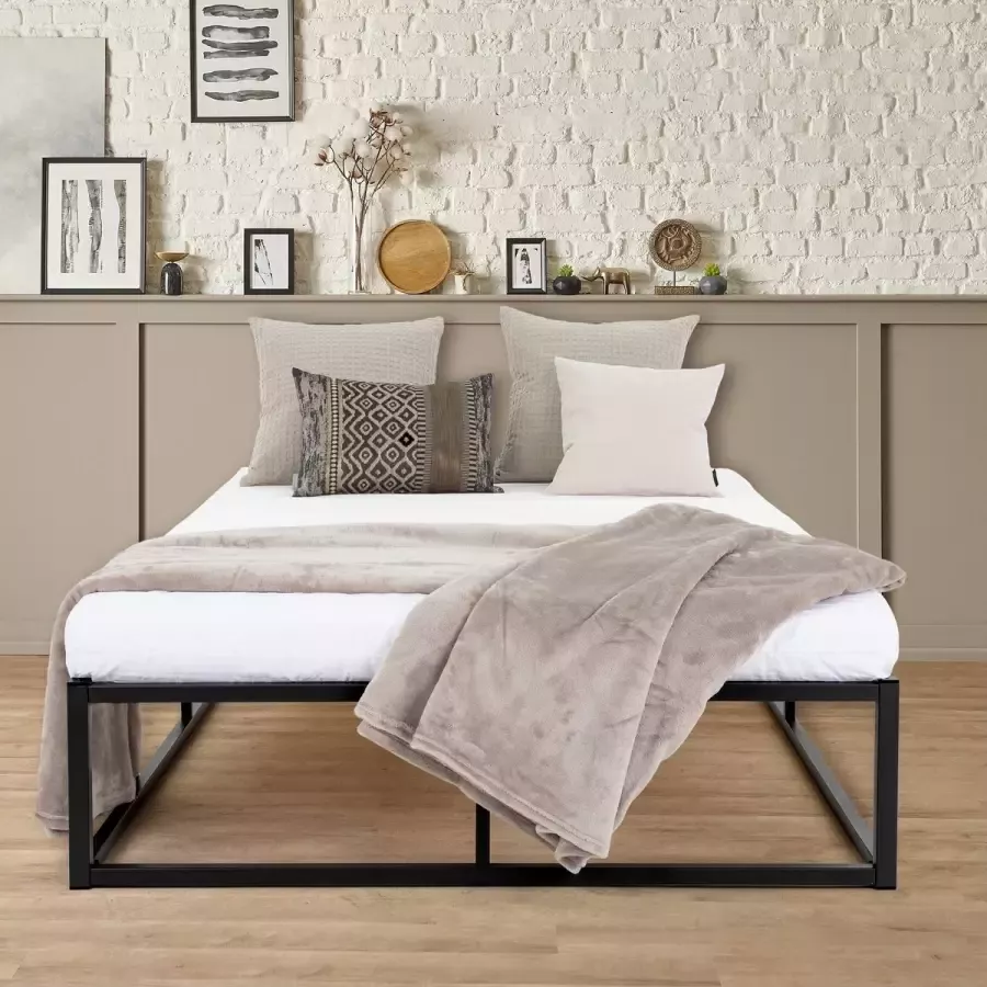 Ml-design Bedframe eenpersoonsbed metalen bed 120x200 cm zwart met lattenbodem - Foto 2