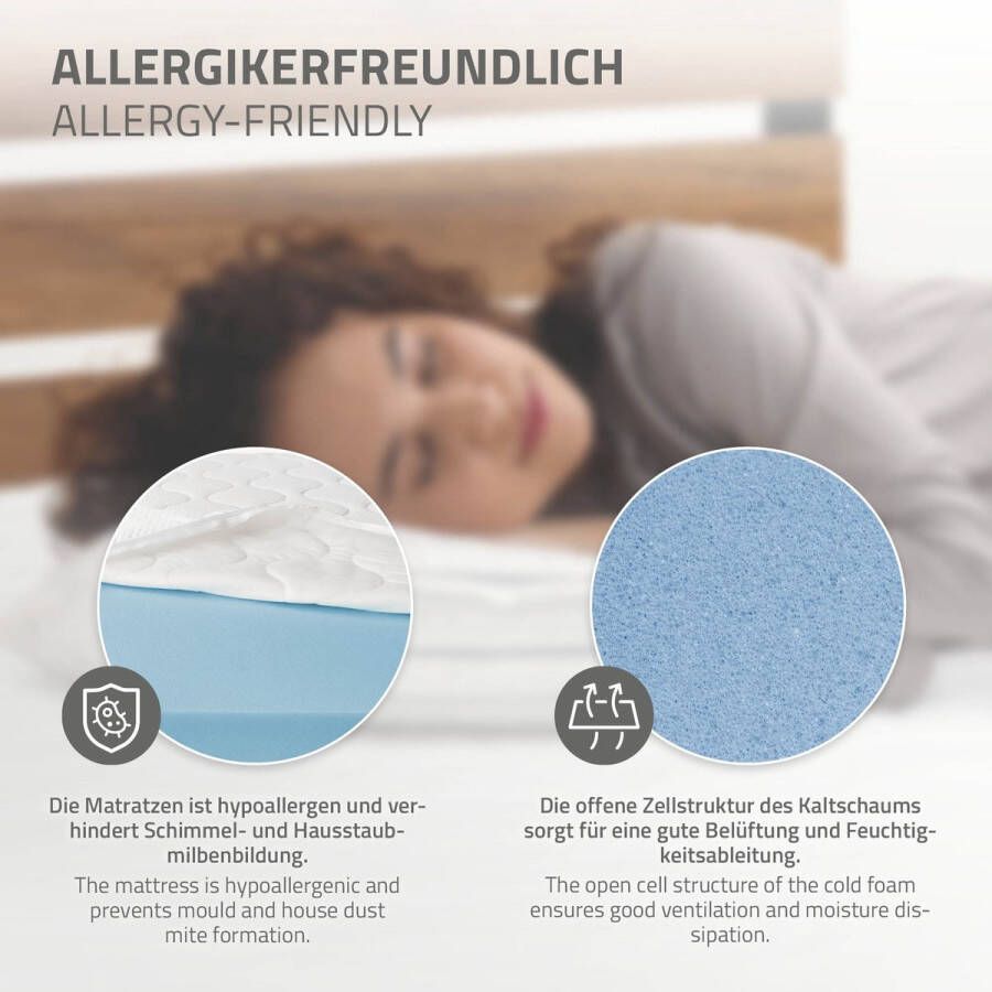 Ml-design Metalen bed 160x200 cm zwart bruin met lattenbodem en matras met houten hoofdbord & voeteneind - Foto 3