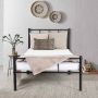 Ml-design metalen bed zwart 90x200 cm gemaakt van stalen frame met hoofdbord en lattenbodem - Thumbnail 2