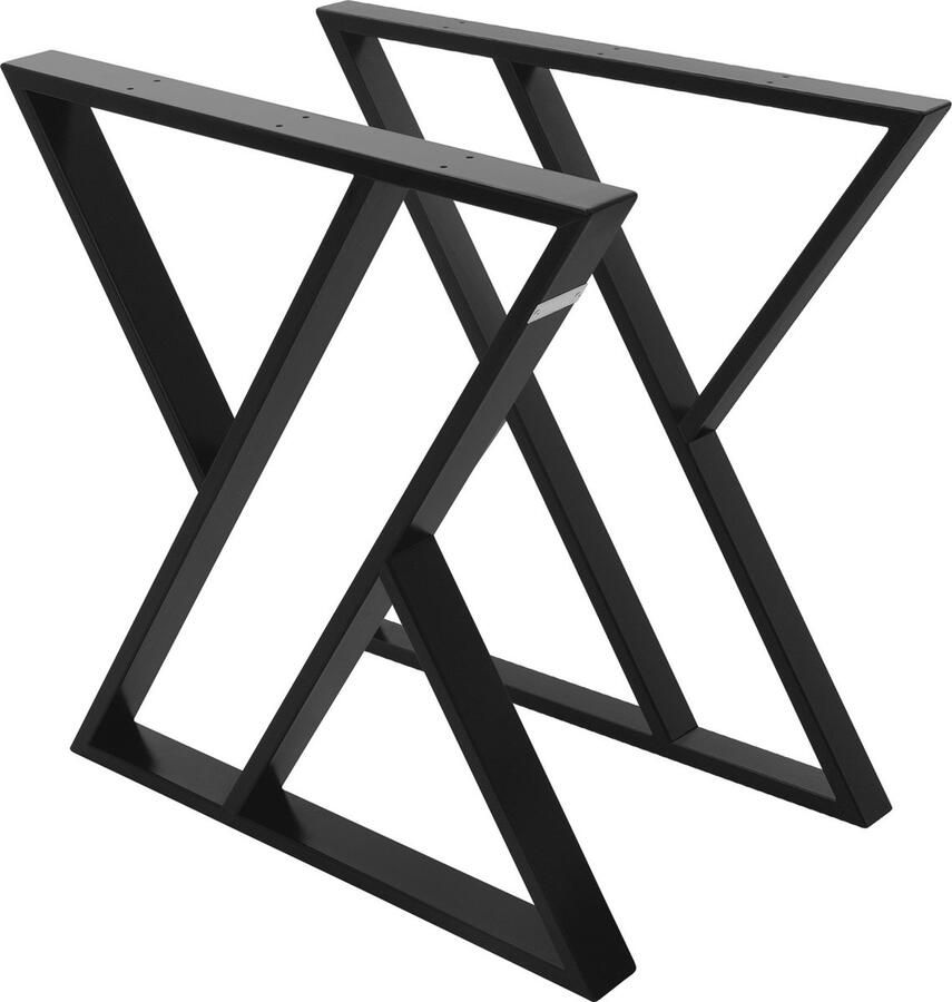 Ml-design 2 tafelpoten B69xH72 cm X-vormige tafellopers gepoedercoat staal zwart industrieel ontwerp sledevoet voor eettafel bureau