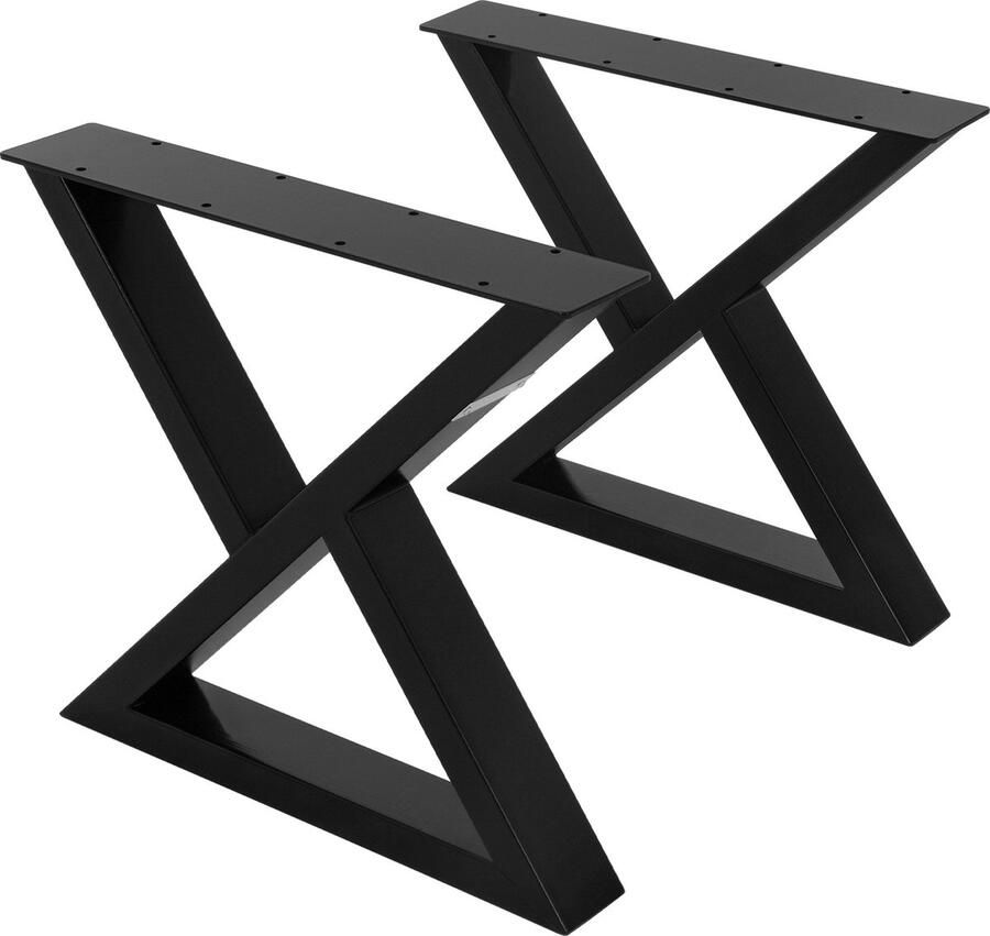 Ml-design 2 tafelpoten Bankrunners B43xH40 cm X-vormige tafellopers van gepoedercoat staal zwart
