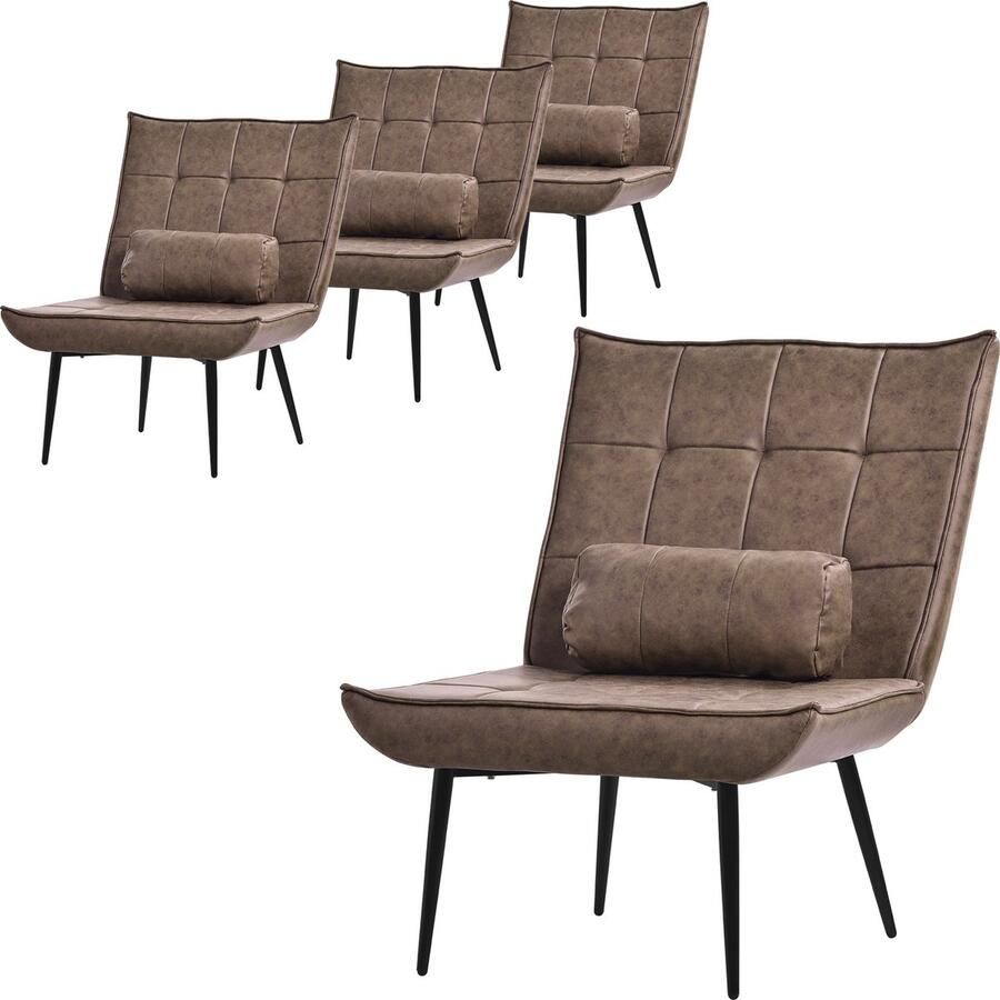 Ml-design 2x fauteuil Relax fauteuil Lounge fauteuil Rugkussen Woonkamer fauteuil PU leer