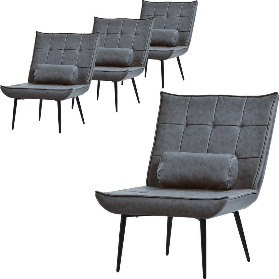 Ml-design 2x fauteuil Relax fauteuil Lounge fauteuil Rugkussen Woonkamer fauteuil PU leer