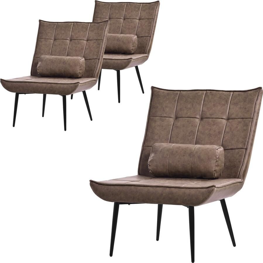 Ml-design 2x fauteuil Relax fauteuil Lounge fauteuil Rugkussen Woonkamer fauteuil PU leer