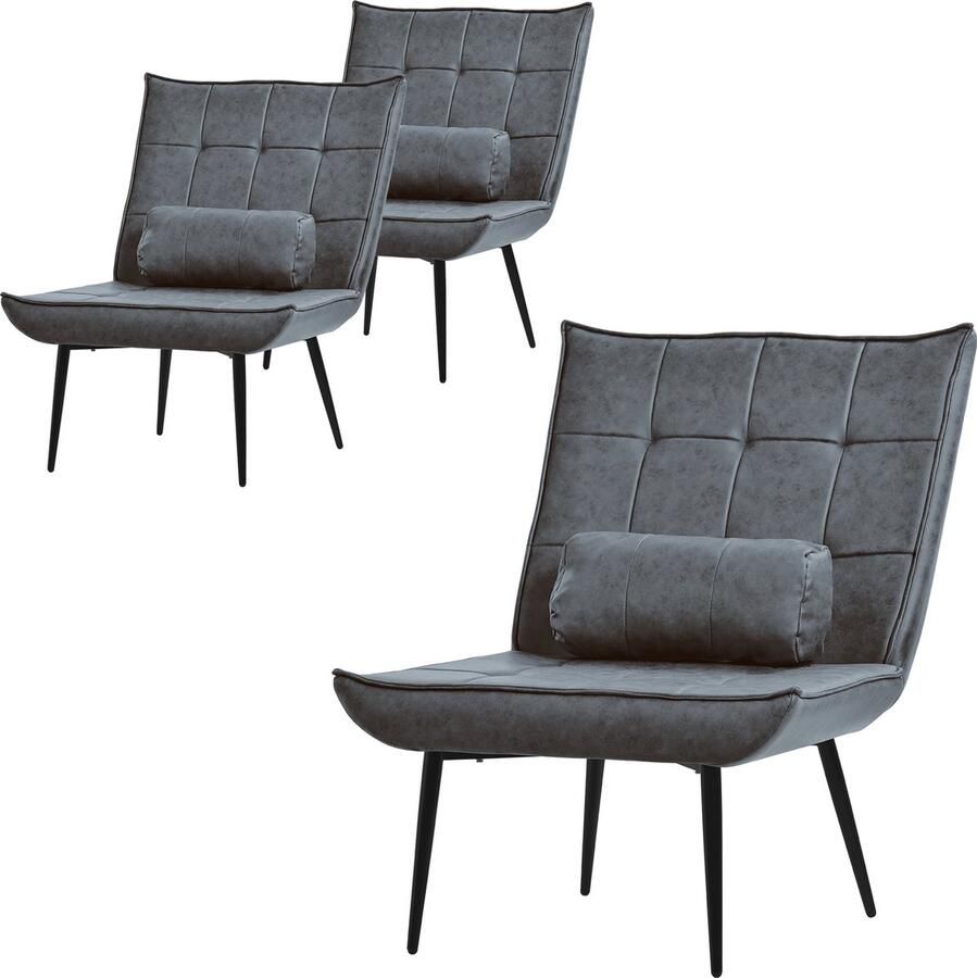 Ml-design 2x fauteuil Relax fauteuil Lounge fauteuil Rugkussen Woonkamer fauteuil PU leer