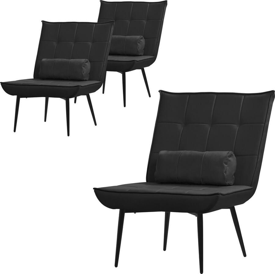 Ml-design 2x fauteuil Relax fauteuil Lounge fauteuil Rugkussen Woonkamer fauteuil PU leer