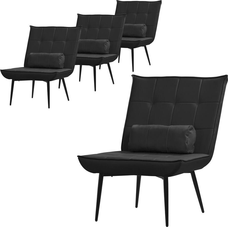 Ml-design 2x fauteuil Relax fauteuil Lounge fauteuil Rugkussen Woonkamer fauteuil PU leer