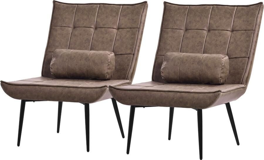 Ml-design 2x fauteuil Relax fauteuil Lounge fauteuil Rugkussen Woonkamer fauteuil PU leer