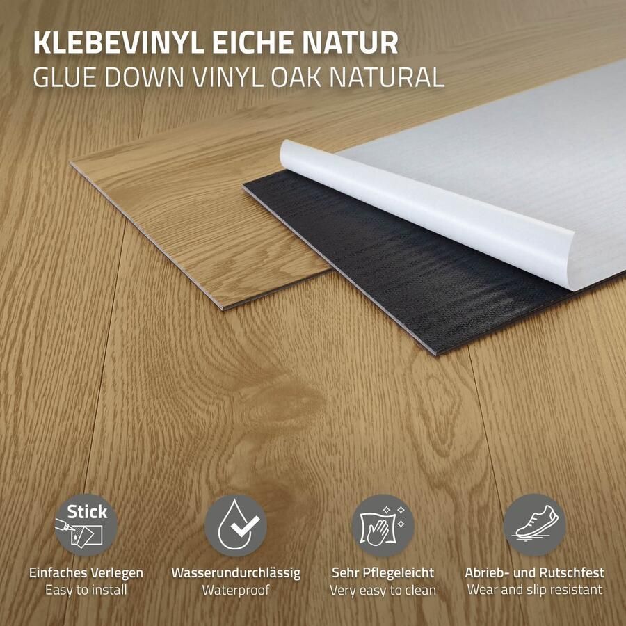 Ml-design Deluxe PVC vloer zelfklevende vinyl planken vinyl vloer 91 5 cm x 15 3 cm x 2 mm dikte 2 mm 11 15m² 80 planken natuurlijke eik houtlook antislip waterbestendig eenvoudig te installeren - Foto 5
