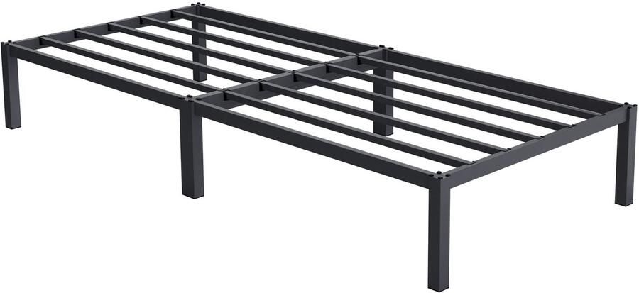 Ml-design Bedframe eenpersoonsbed 90x200cm van metaal in antraciet met lattenbodem - Foto 3