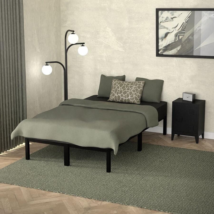 Ml-design Bedframe eenpersoonsbed metalen bed 120x200 cm zwart met lattenbodem