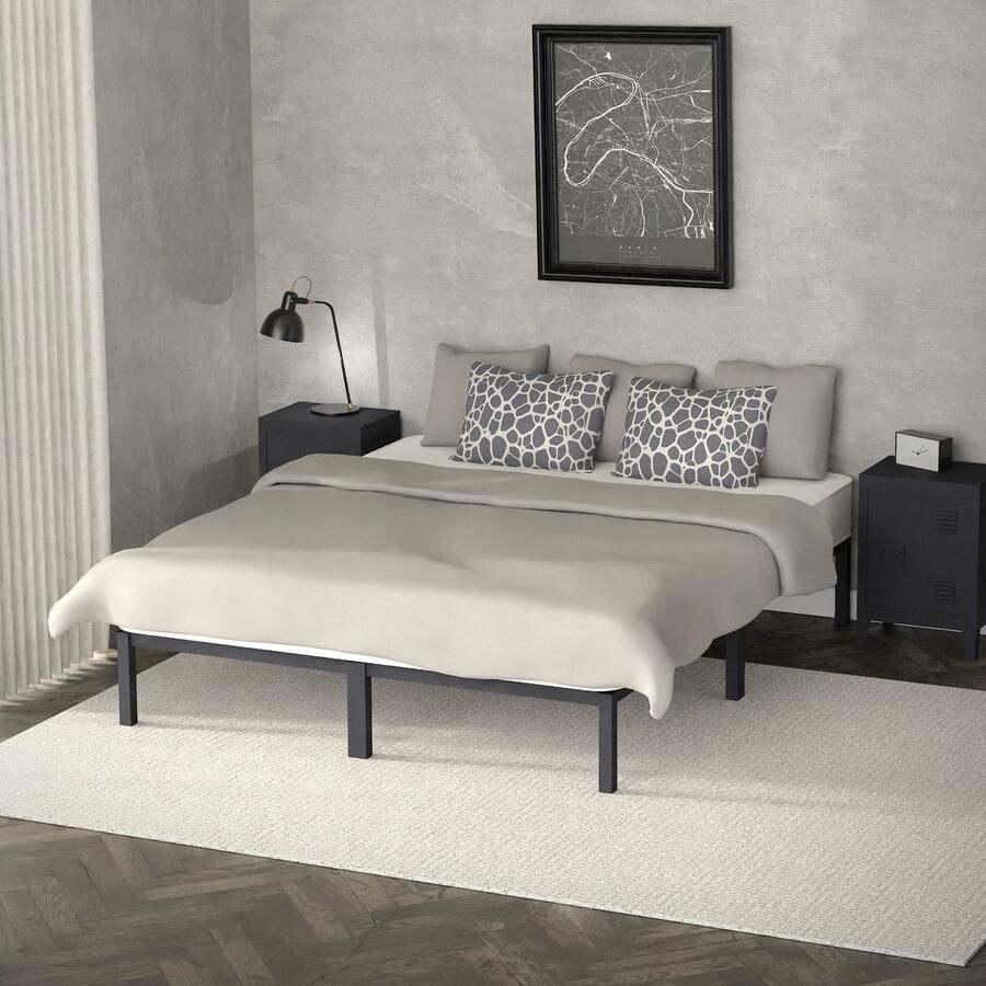 Ml-design metalen bed 160x200 cm op stalen frame met lattenbodem antraciet metalen bedframe robuust eenvoudige montage bed voor tienerslaapkamers volwassenen tweepersoonsbed huwelijksbed logeerbed