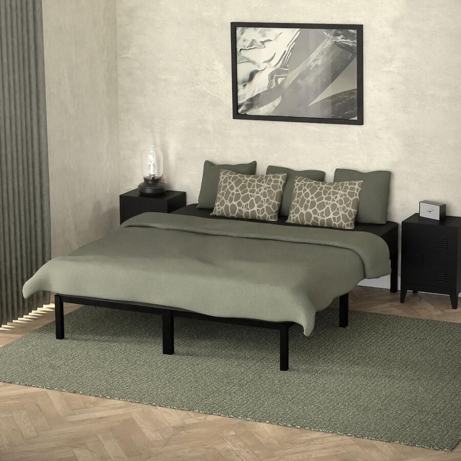 Ml-design metalen bed 160x200 cm op stalen frame met houten lattenbodem zwart metalen bedframe robuust eenvoudige montage veel opbergruimte tweepersoonsbed huwelijksbed jeugdbed volwassen logeerbed