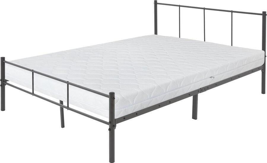 Ml-design Bedframe tweepersoonsbed metalen bed 160x200 cm antraciet incl. matras H-16cm met lattenbodem & hoofdbord
