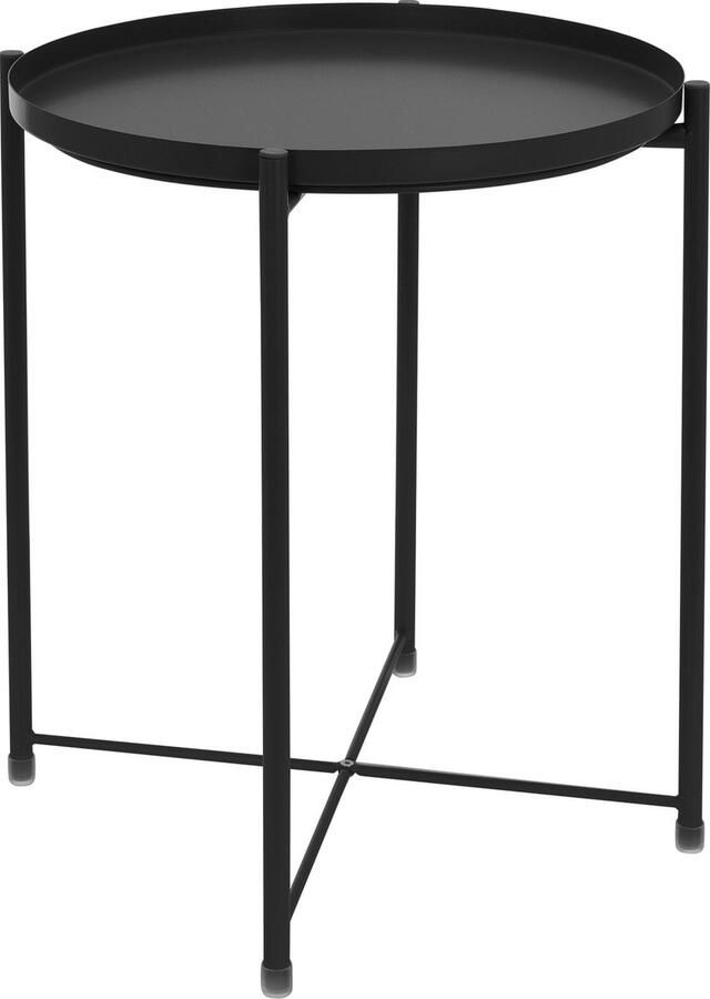 Ml-design Bijzettafel rond Ø42x52 cm zwart metaal met dienblad