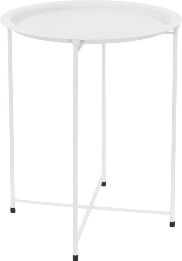 Ml-design Bijzettafel rond Ø 46x51 cm Wit metaal met dienblad