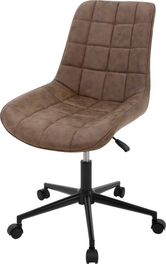 Ml-design Bureaustoel op wielen bruin met kunstlederen bekleding en metalen frame - Foto 2