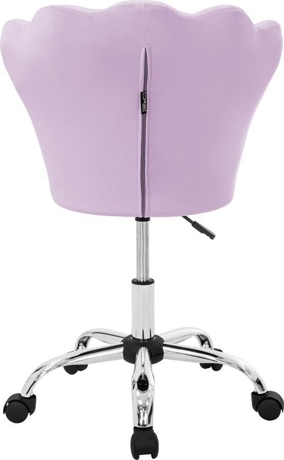 Ml-design Bureaustoel set van 2 met wielen en rugleuning schelpdesign 55x60 cm paars fluweel metalen frame - Foto 2