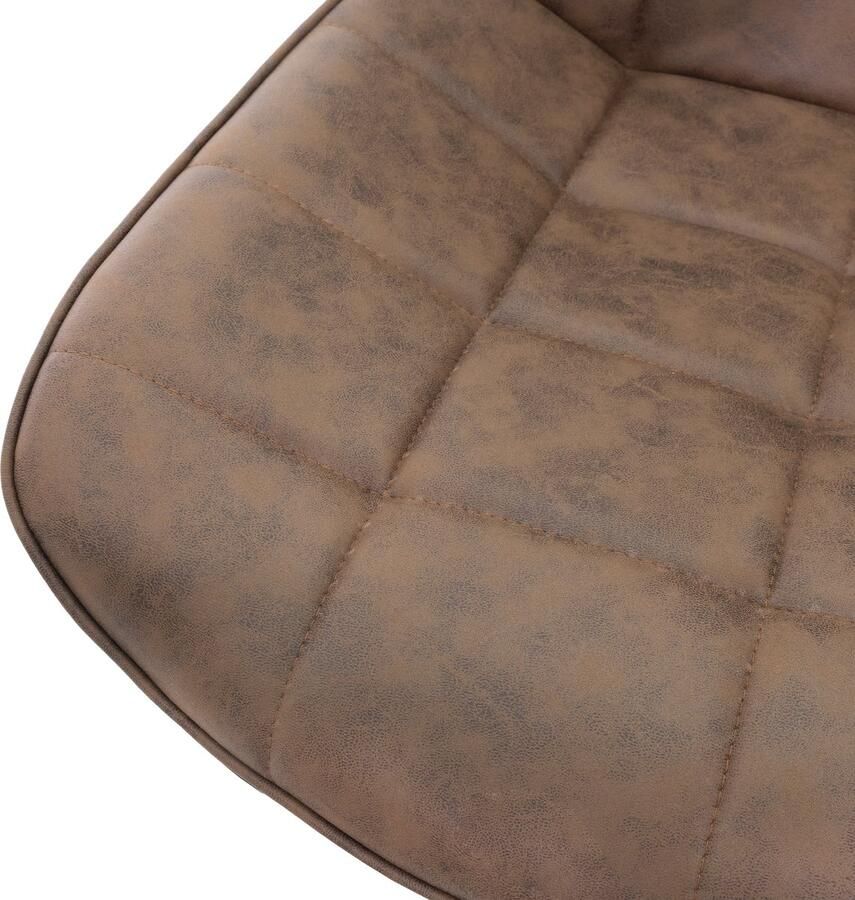 Ml-design Bureaustoel set van 2 op wielen bruin met kunstlederen bekleding en metalen frame