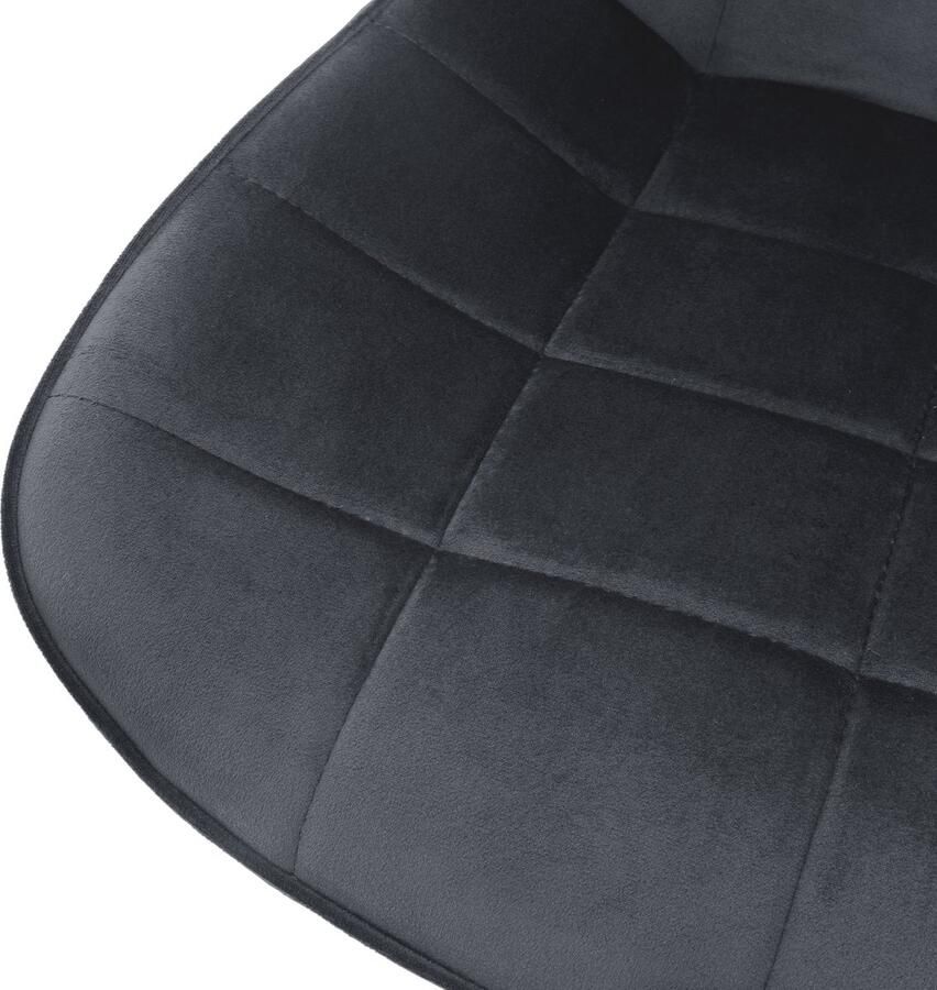 Ml-design Bureaustoel set van 2 op wielen grijs met fluwelen bekleding en metalen frame