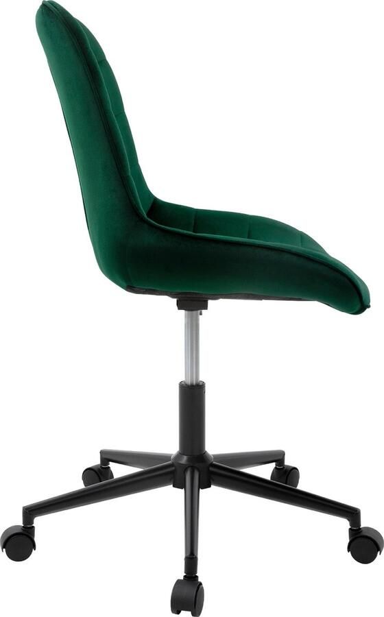 Ml-design Bureaustoel set van 3 op wielen groen met fluwelen bekleding en metalen frame