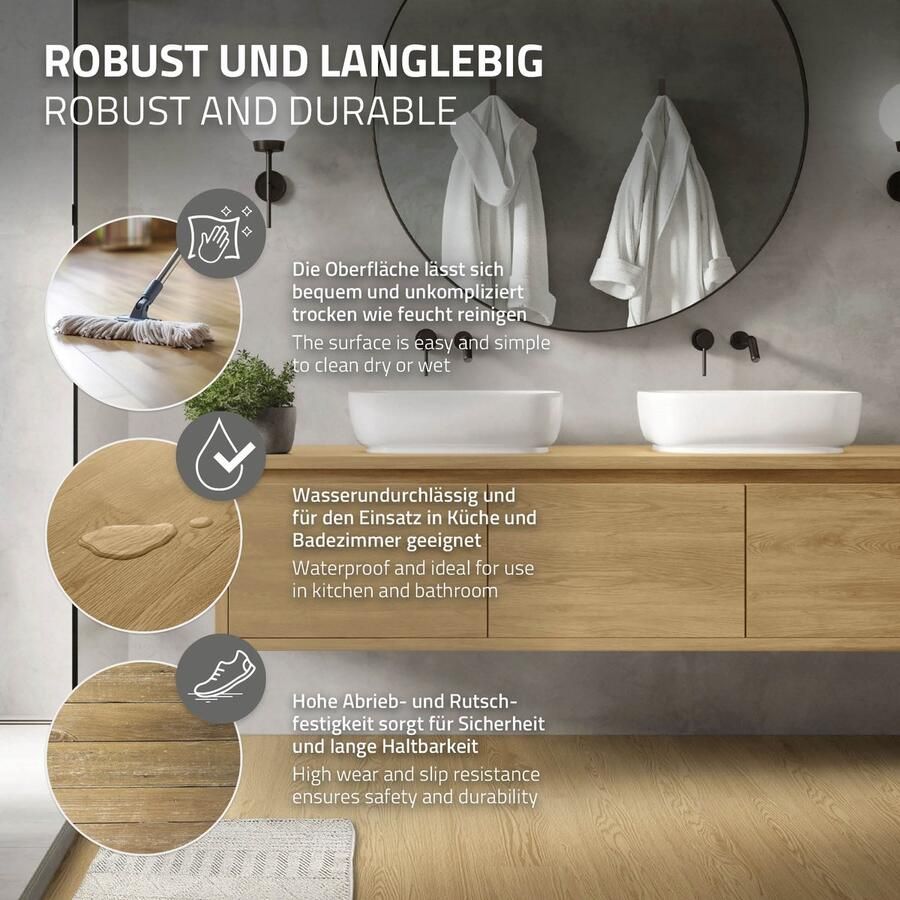 Ml-design Deluxe PVC vloer zelfklevende vinyl planken vinyl vloer 91 5 cm x 15 3 cm x 2 mm dikte 2 mm 11 15m² 80 planken natuurlijke eik houtlook antislip waterbestendig eenvoudig te installeren - Foto 4