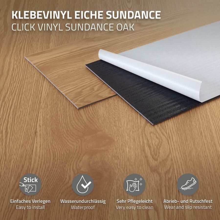 Ml-design Deluxe PVC vloer zelfklevende vinyl planken vinyl vloer 91 5 cm x 15 3 cm x 2 mm dikte 2 mm 11 15m² 80 planken Sundance eik houtlook antislip waterbestendig eenvoudig te installeren - Foto 2