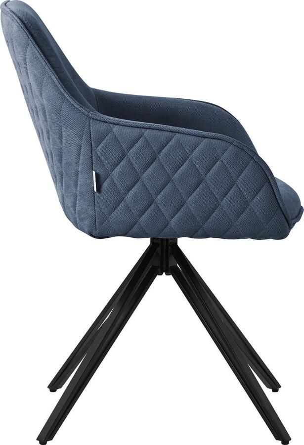 Ml-design eetkamerstoel draaibaar van geweven stof blauw woonkamerstoel met armleuning & rugleuning 360° draaibare stoel gestoffeerde stoel met metalen poten ergonomische fauteuil keukenstoel loungestoel - Foto 2