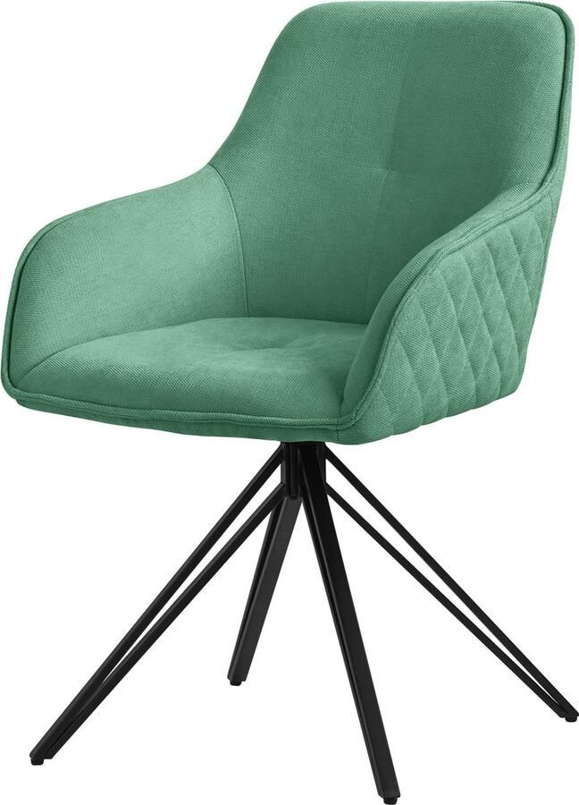 Ml-design eetkamerstoel draaibaar van textiel geweven stof groen woonkamerstoel met armleuning & rugleuning 360° draaibare stoel gestoffeerde stoel met metalen poten ergonomische fauteuil keukenstoel loungestoel