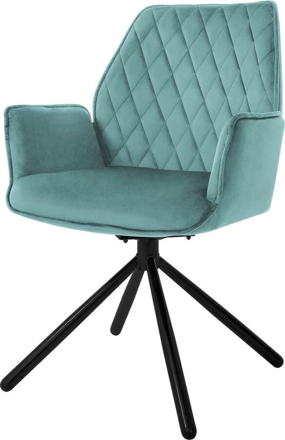 Ml-design Draaibare eetkamerstoel met rugleuning en armleuningen Sage keukenstoel met microvezel fluwelen bekleding - Foto 4