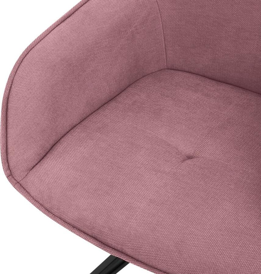 Ml-design eetkamerstoelen draaibaar 6-delige set textiel geweven stof oud roze woonkamerstoel met armleuning rugleuning 360° draaibare stoel gestoffeerde stoel met metalen poten ergonomische fauteuil keukenstoel lounge stoel