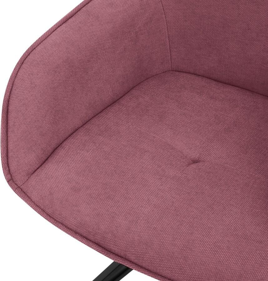 Ml-design eetkamerstoel draaibaar van textiel geweven stof antiek roze woonkamerstoel met armleuning rugleuning 360° draaibare stoel gestoffeerde stoel met metalen poten keukenstoel lounge stoel