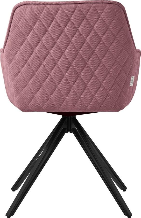 Ml-design eetkamerstoelen draaibaar set van 2 textiel geweven stof oud roze woonkamerstoel met armleuning rugleuning 360° draaibare stoel gestoffeerde stoel met metalen poten ergonomische fauteuil keukenstoel lounge stoel