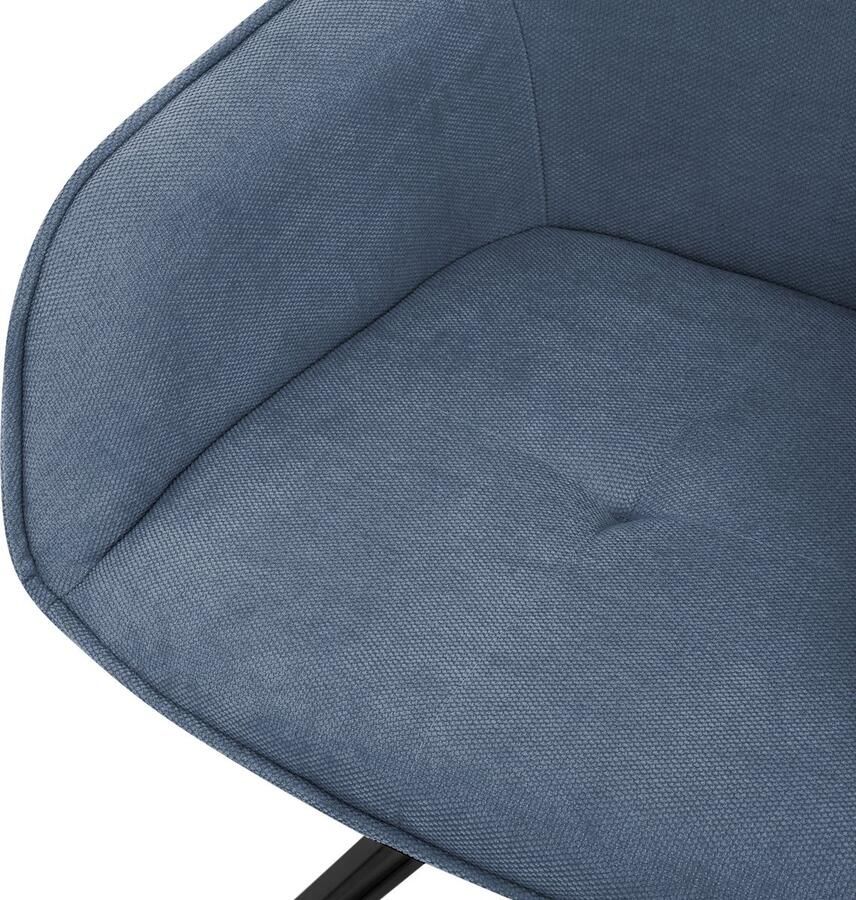Ml-design eetkamerstoelen draaibaar set van 6 textiel geweven stof blauw woonkamerstoel met armleuning rugleuning 360° draaibare stoel gestoffeerde stoel met metalen poten ergonomische fauteuil keukenstoel loungestoel