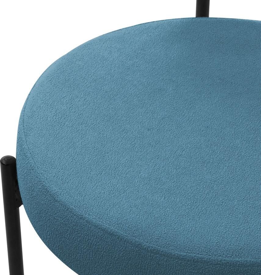 Ml-design Eetkamerstoel set van 2 met teddy stof met rugleuning blauw Keukenstoel - Foto 2