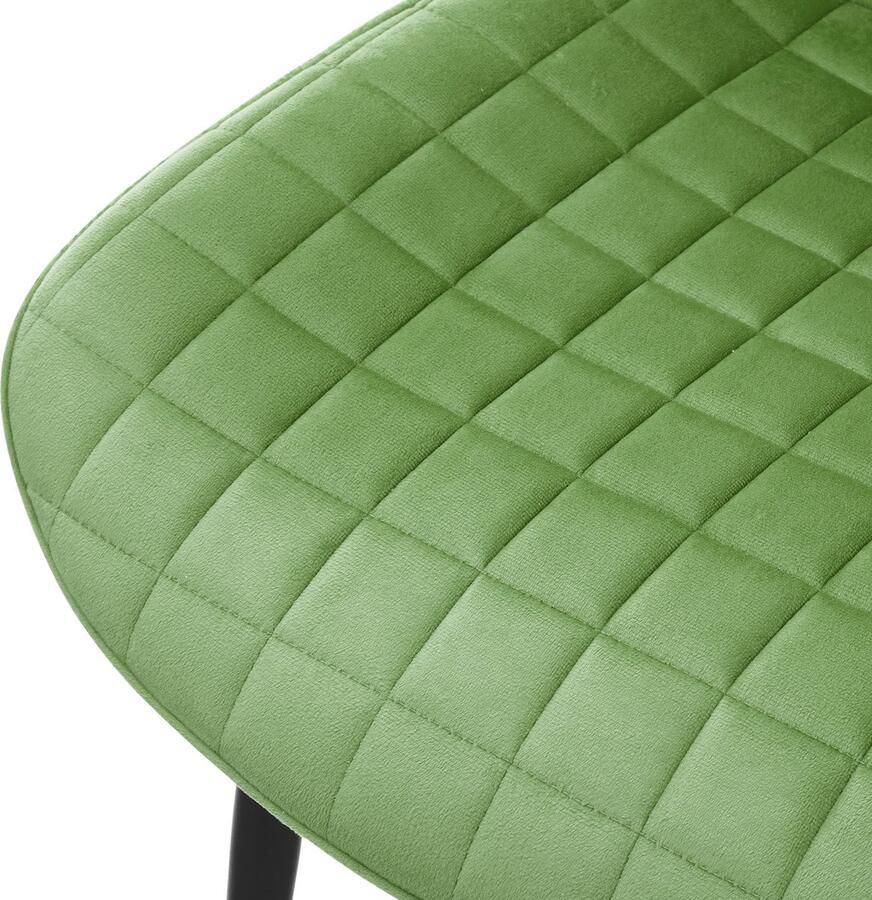 Ml-design Eetkamerstoel set van 2 salie met fluwelen bekleding en stalen poten Keukenstoel met rugleuning - Foto 2