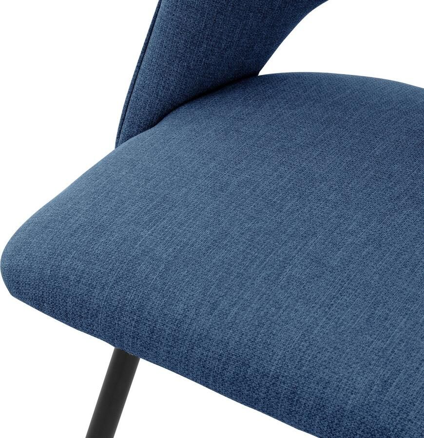 Ml-design Eetkamerstoel set van 2 blauw gestoffeerd incl. montagemateriaal Gestoffeerde stoel Keukenstoel - Foto 2