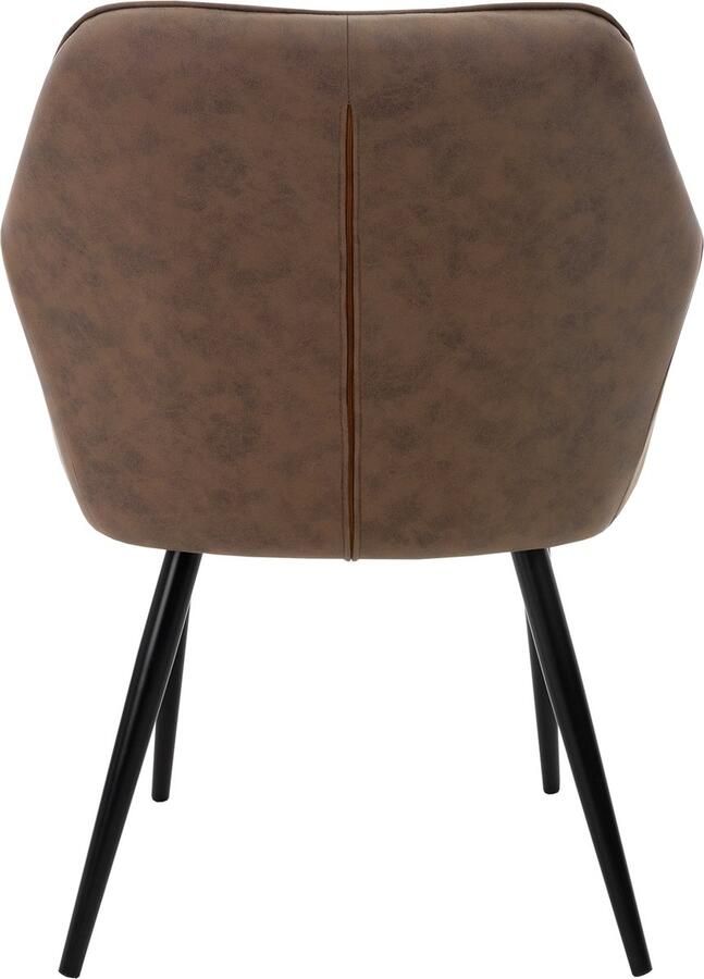 Ml-design Set van 4 Eetkamerstoelen met Armleuningen en Rugleuning Bruin Keukenstoel met Kunstlederen Bekleding Gestoffeerde Stoel met Metalen Poten Ergonomische Stoel voor Eettafel Eetkamerstoel Woonkamerstoel - Foto 2