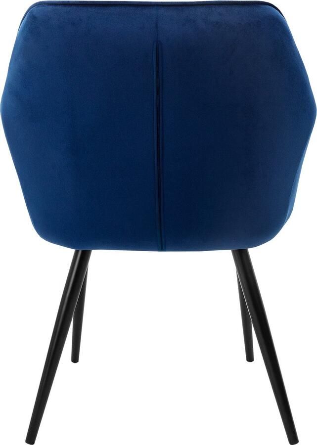 Ml-design Set van 6 Eetkamerstoelen met Armleuningen en Rugleuning Donkerblauw Keukenstoel met Fluwelen Bekleding Gestoffeerde Stoel met Metalen Poten Ergonomische Stoel voor Eettafel Eetkamerstoel Woonkamerstoel - Foto 2