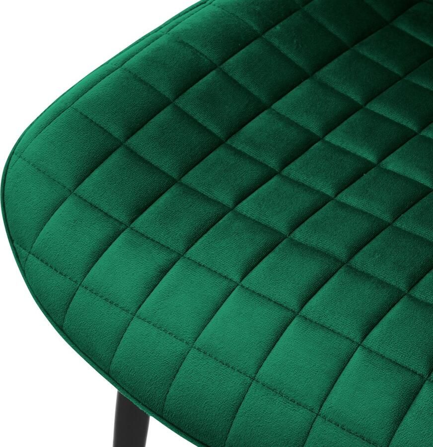 Ml-design Eetkamerstoel set van 2 donkergroen met fluwelen bekleding en stalen poten Keukenstoel met rugleuning - Foto 2