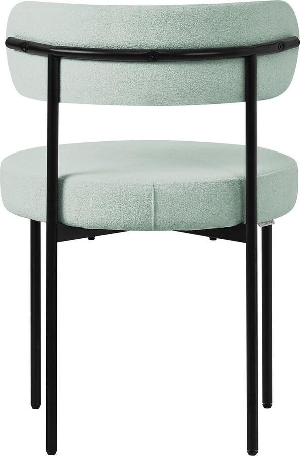 Ml-design Eetkamerstoel set van 4 met teddy stof met rugleuning groen Keukenstoel - Foto 2